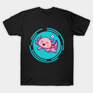 Cute Axolotl With Love Heart T-Shirt